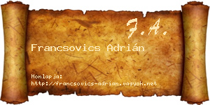 Francsovics Adrián névjegykártya